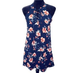 ALTAR’D STATE Navy Floral Halter Neck Swing Dress Size S